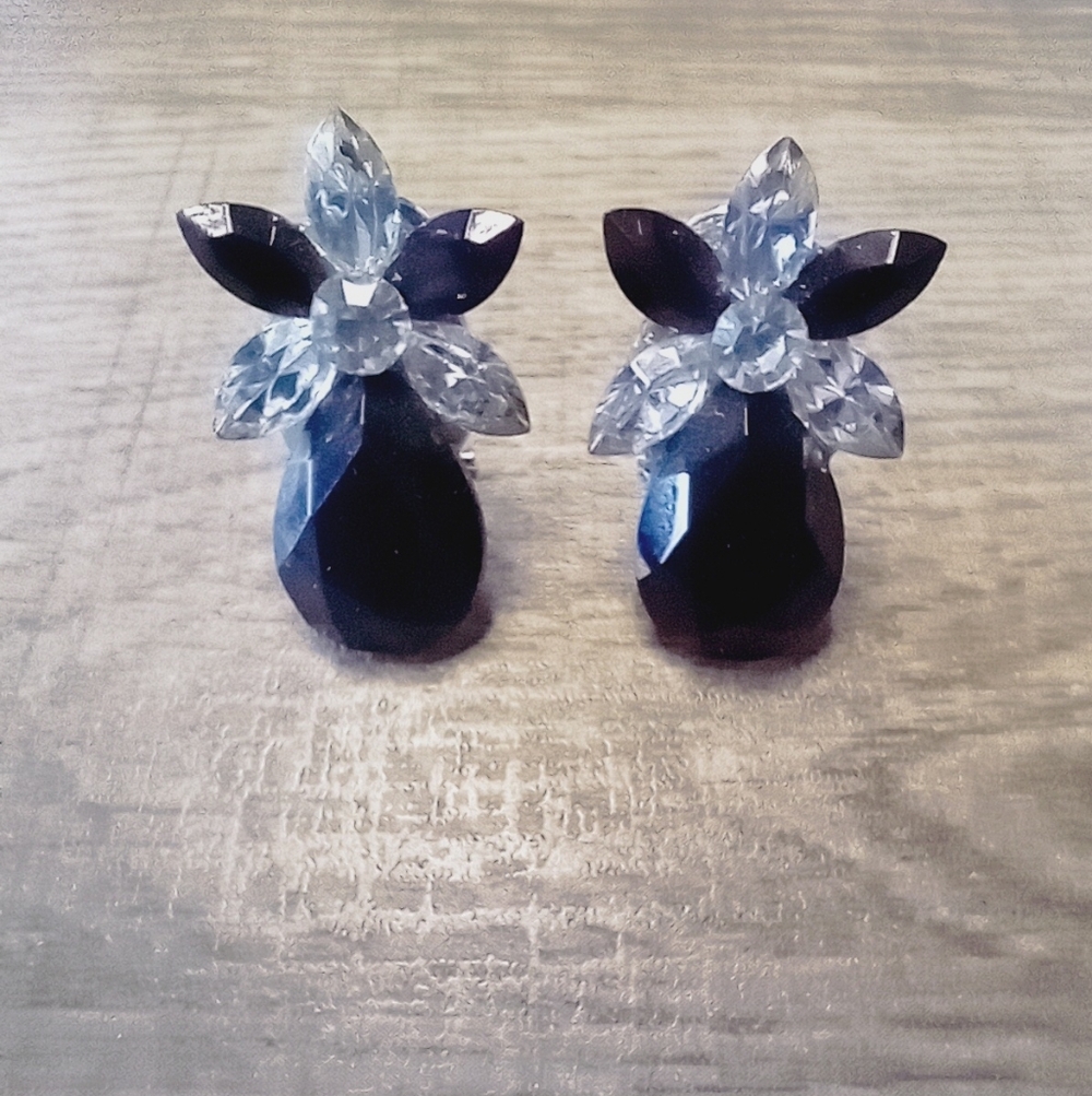 Vintage Black & White Crystal Earrings